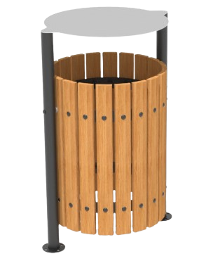 [MM0077] Basurero Metal Madera Redondo 